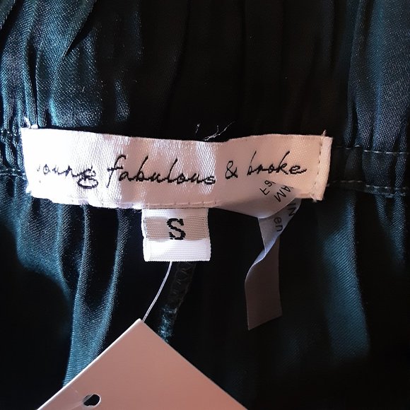 Young Fabulous & Broke New! Green Silky Joggers Size Small - Picture 9 of 12